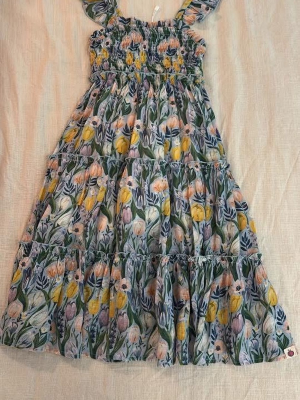 cheeky plum Floral Tiered Maxi Skirt in Green, Yellow and Pink